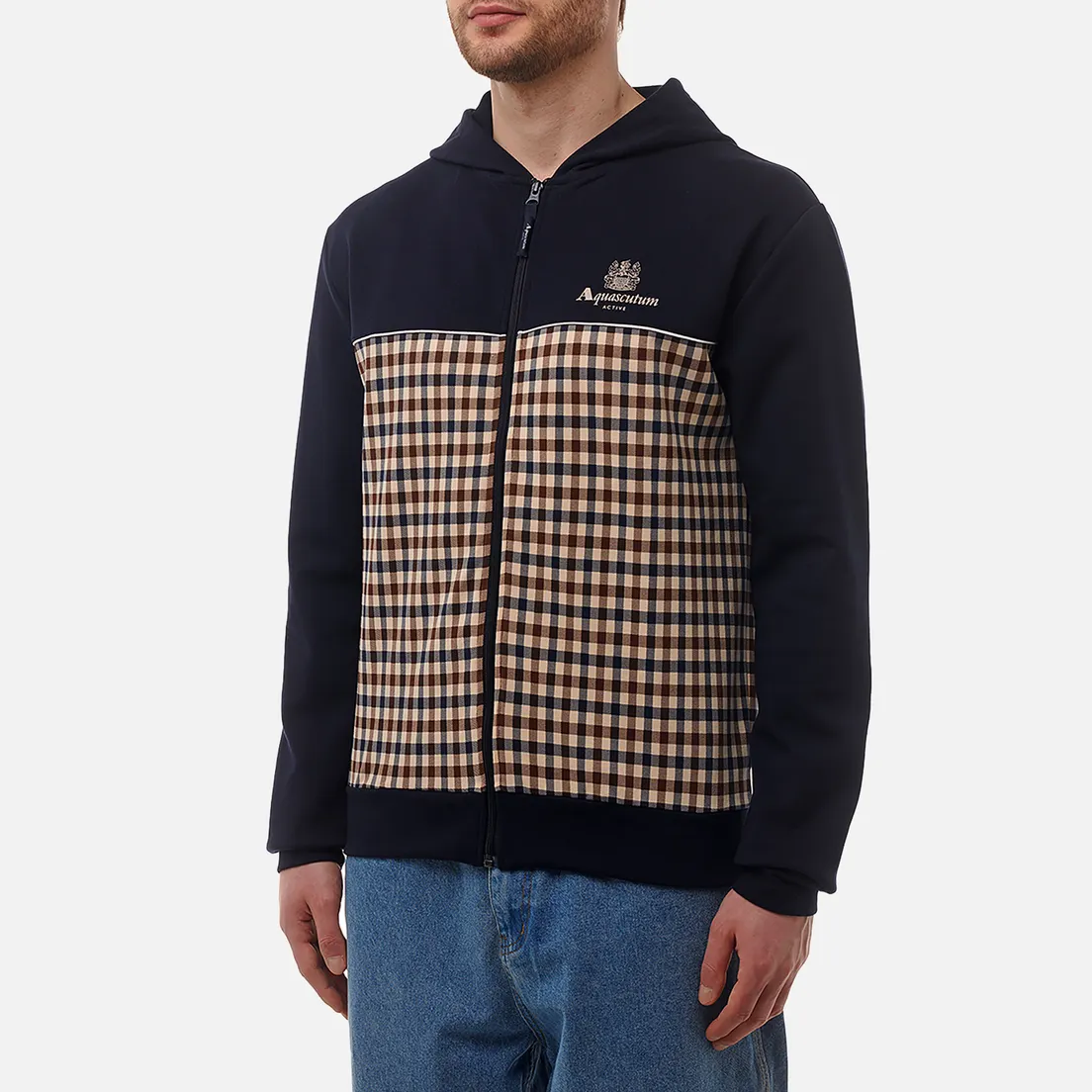 Aquascutum Мужская толстовка Active Scuba Club Check Full Zip Hoodie