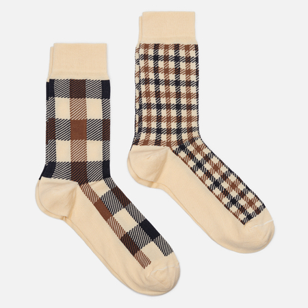 Комплект носков Aquascutum 2-Pack Check, цвет бежевый, размер 40-46 EU