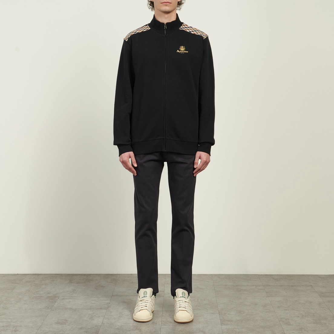 Aquascutum Мужская толстовка Combed Cotton Shoulder Full-Zip Fleece