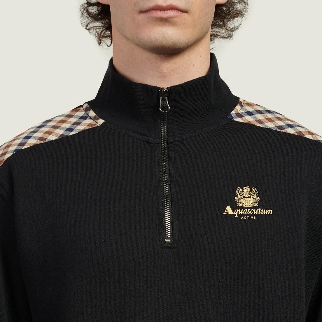 Aquascutum Мужская толстовка Combed Cotton Shoulder 1/4 Zip Fleece