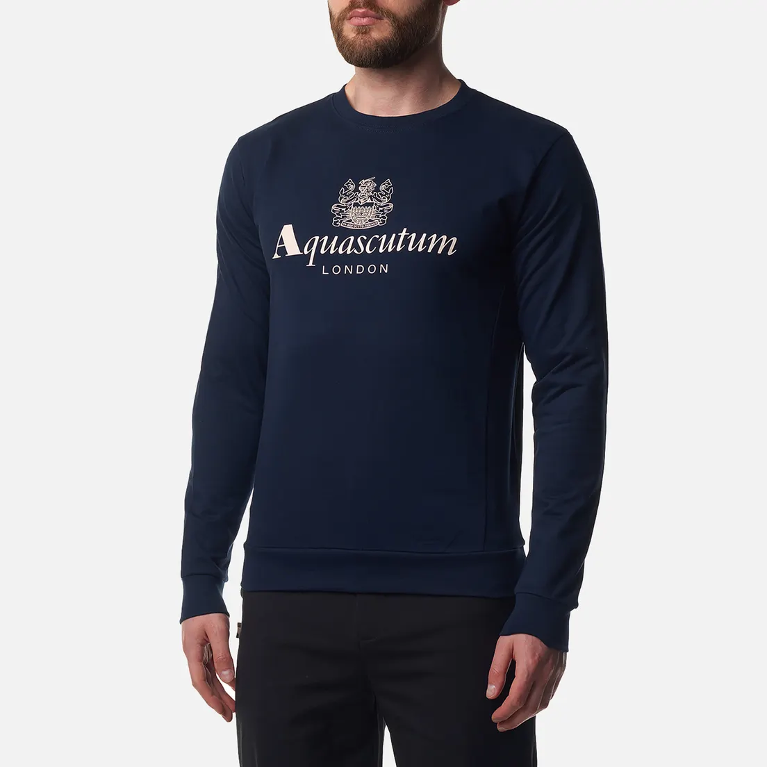 Aquascutum Мужская толстовка Active Big Logo Crew Neck