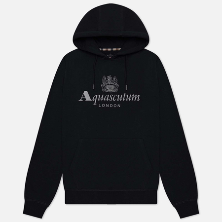 фото Мужская толстовка aquascutum active big logo hoodie fleece, цвет чёрный, размер s