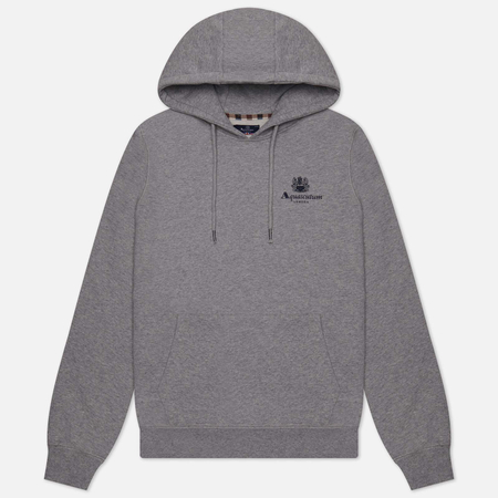 фото Мужская толстовка aquascutum active small logo hoodie fleece, цвет серый, размер s