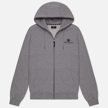 фото Мужская толстовка aquascutum active small logo full zip hoodie fleece, цвет серый, размер s