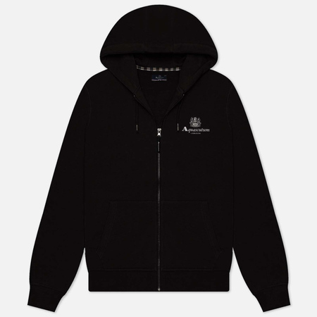 фото Мужская толстовка aquascutum active small logo full zip hoodie, цвет чёрный, размер s