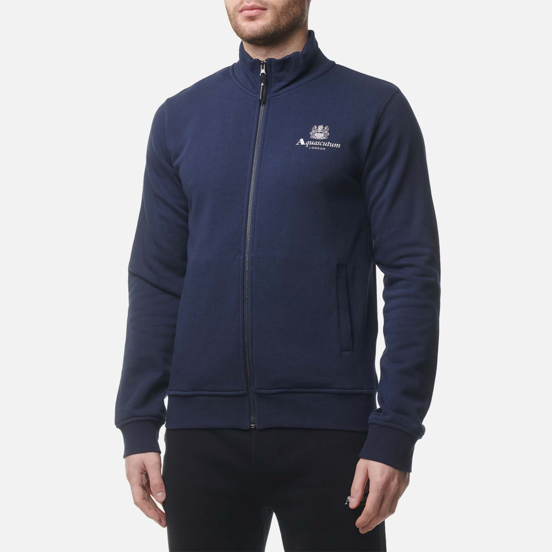 Aquascutum Мужская толстовка Active Small Logo Full Zip Mock Neck Fleece