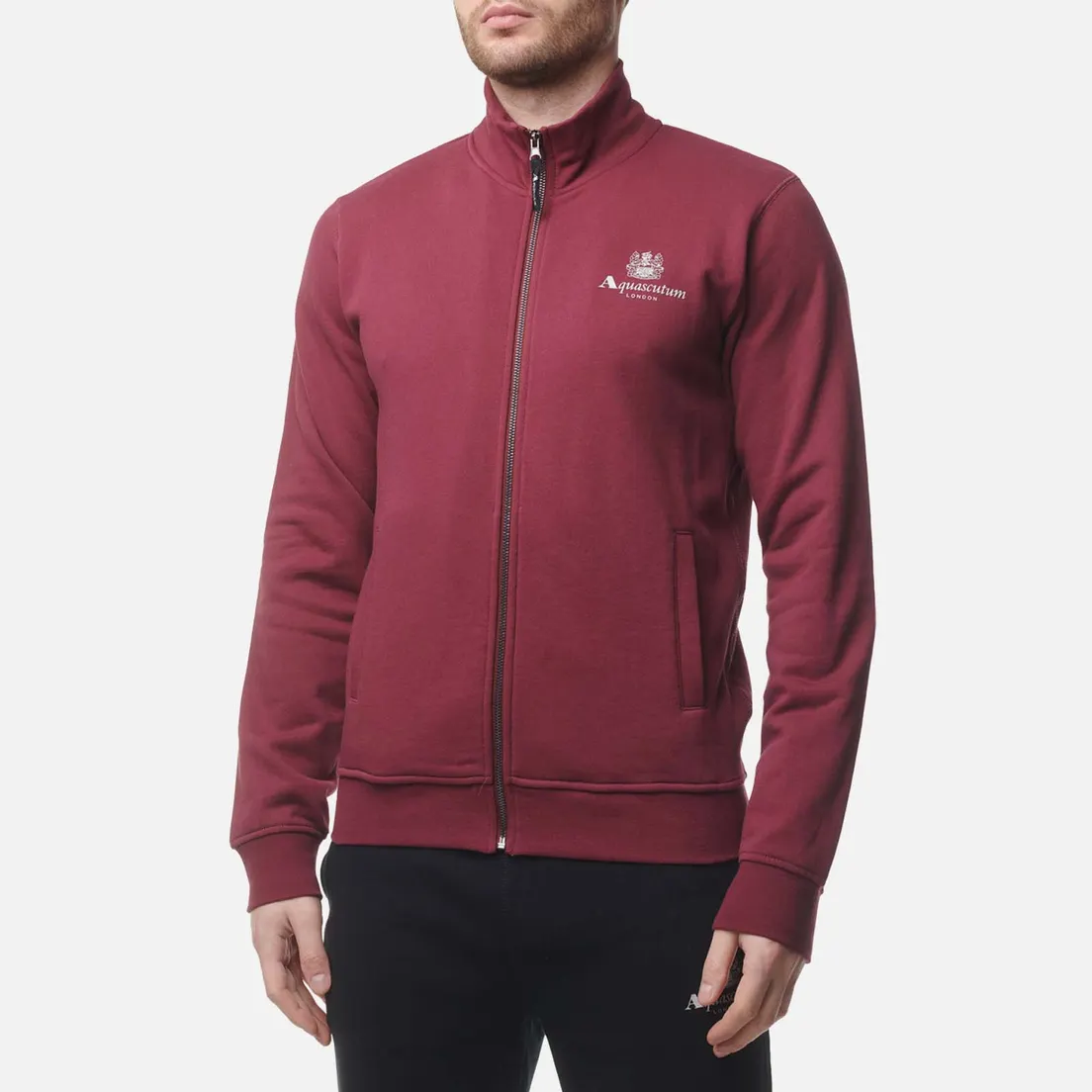 Aquascutum Мужская толстовка Active Small Logo Full Zip Mock Neck Fleece