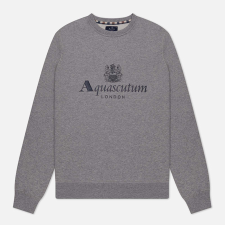 фото Мужская толстовка aquascutum active big logo crew neck fleece, цвет серый, размер s