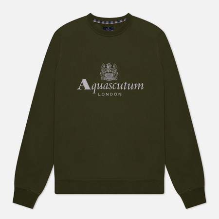 фото Мужская толстовка aquascutum active big logo crew neck fleece, цвет зелёный, размер s