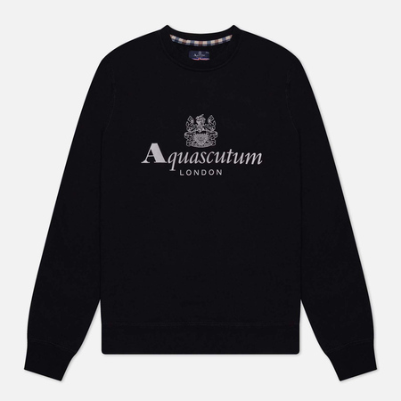 фото Мужская толстовка aquascutum active big logo crew neck fleece, цвет чёрный, размер s