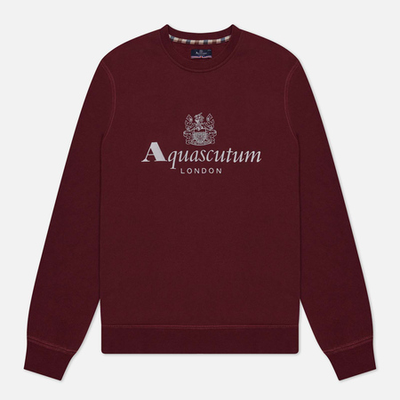 фото Мужская толстовка aquascutum active big logo crew neck fleece, цвет бордовый, размер s