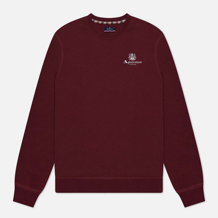 фото Мужская толстовка aquascutum active small logo crew neck fleece, цвет бордовый, размер s
