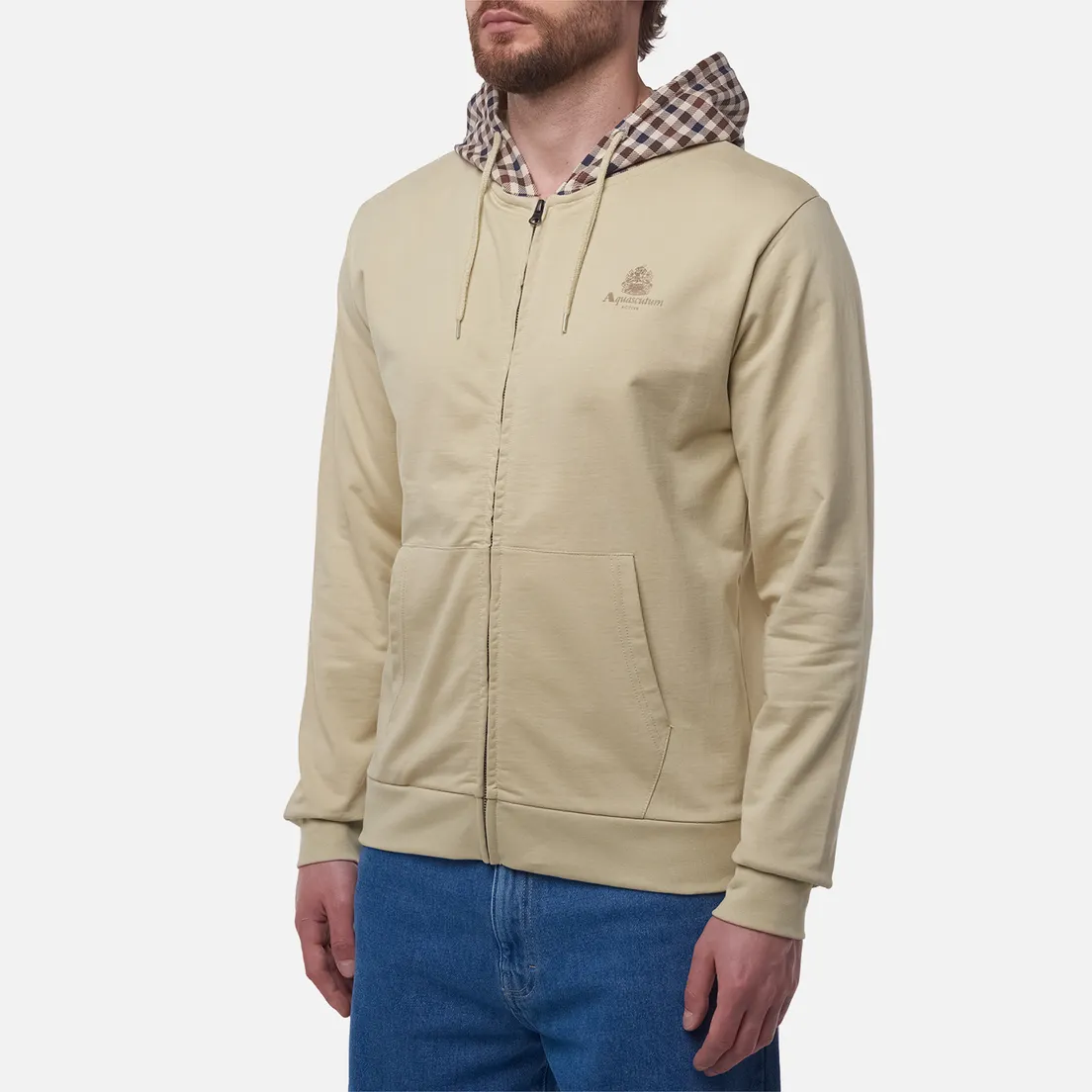 Aquascutum Мужская толстовка Full Zip Club Check Hoodie