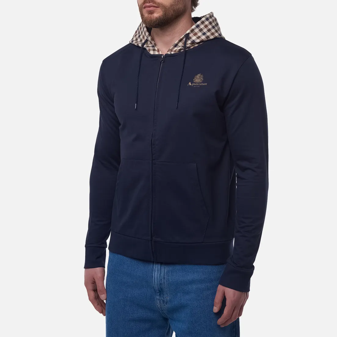 Aquascutum Мужская толстовка Full Zip Club Check Hoodie