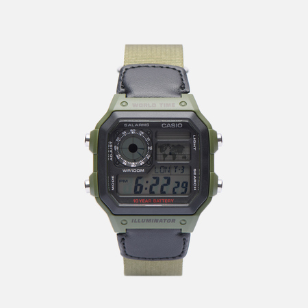 фото Наручные часы casio collection ae-1200whb-3b, цвет оливковый