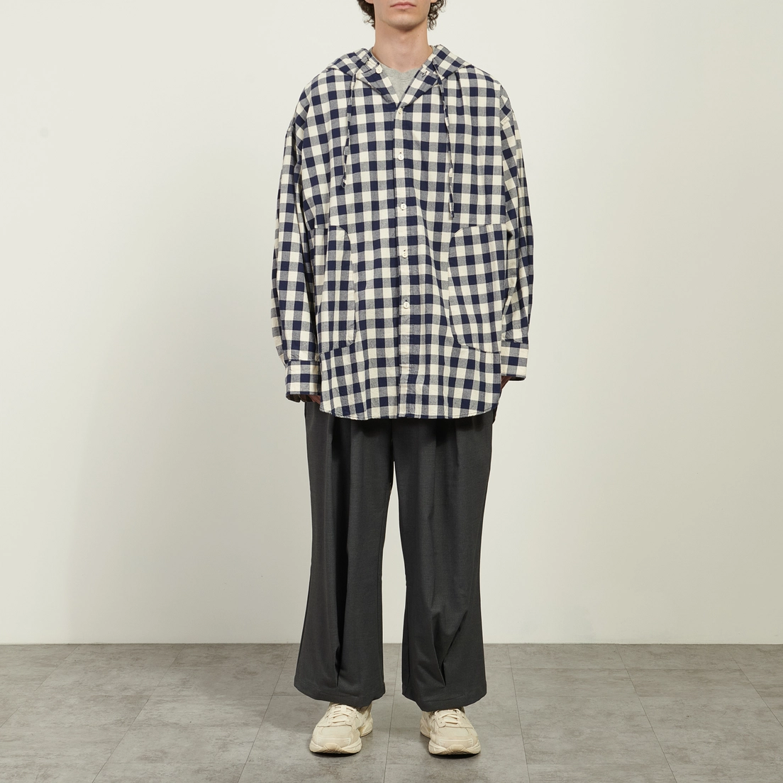 Anglan Мужская рубашка Huge Check Hoodie