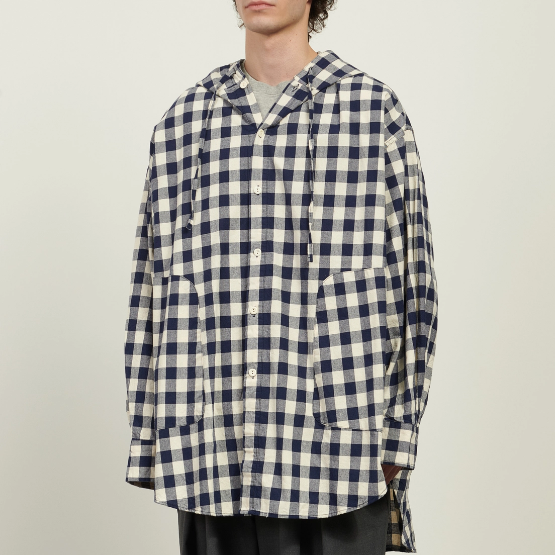 Anglan Мужская рубашка Huge Check Hoodie