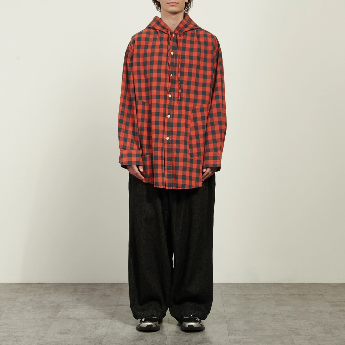 Anglan Мужская рубашка Huge Check Hoodie