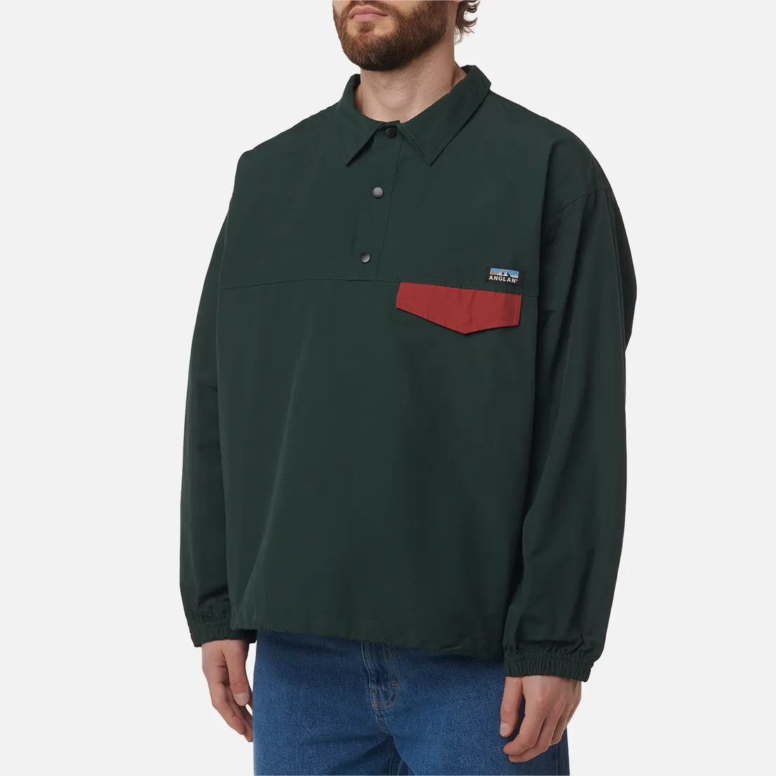 Anglan Мужская толстовка Perky Button Collar Pullover