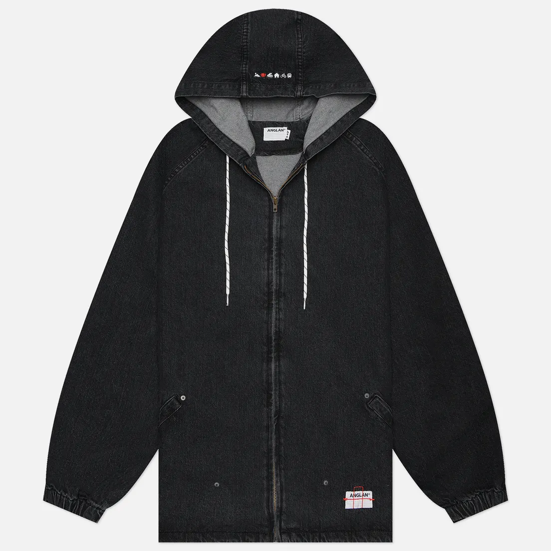 Anglan Мужская джинсовая куртка Stone Denim Puckering Hoodie