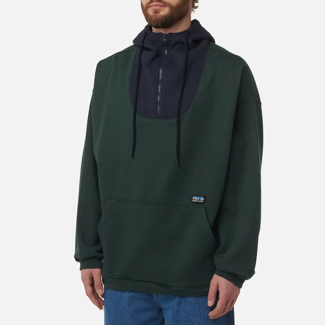 Anglan Мужская толстовка Wrap Half Zip Hoodie
