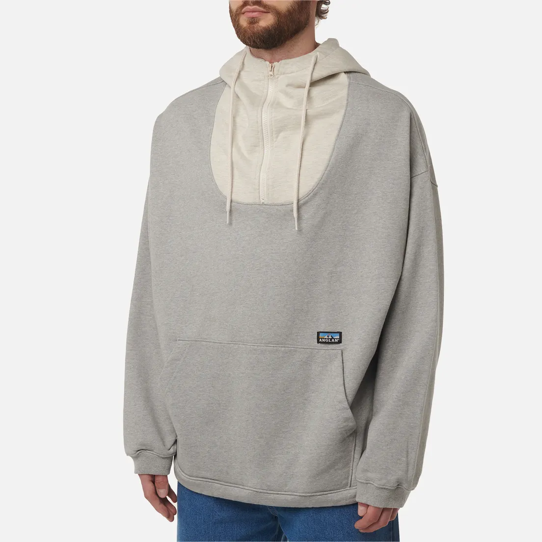 Anglan Мужская толстовка Wrap Half Zip Hoodie