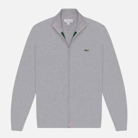 Мужской свитер Lacoste Stand-Up Collar Organic Cotton Zippered, цвет серый, размер XL