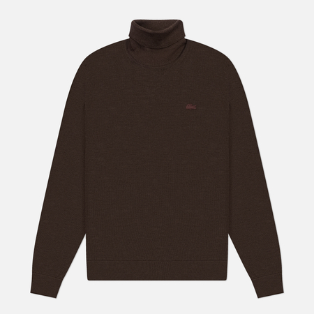Мужской свитер Lacoste Merino Wool Neck, цвет коричневый, размер L
