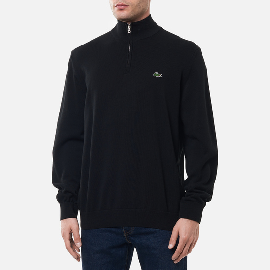 Мужской свитер Lacoste Embroidered Crocodile Half-Zip Black