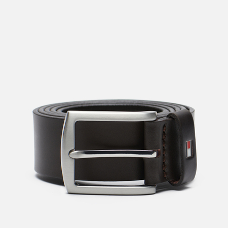 фото Ремень tommy jeans denton flag keeper leather, цвет коричневый, размер 100