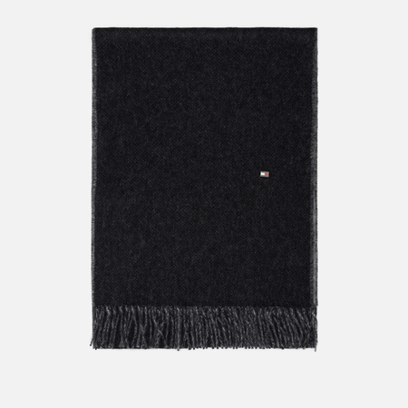 фото Шарф tommy jeans elevated cashmere flag plaque fringed, цвет чёрный