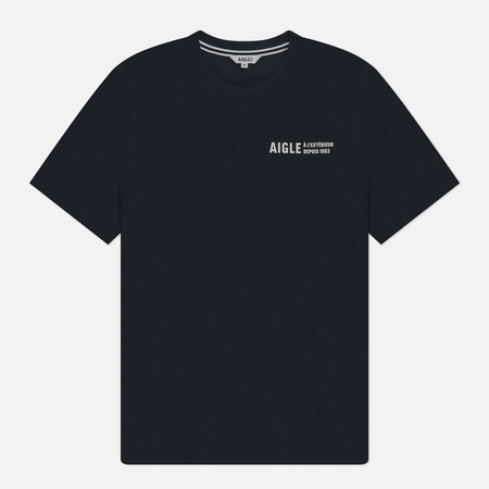 фото Мужская футболка aigle printed logo crew neck, цвет чёрный, размер s