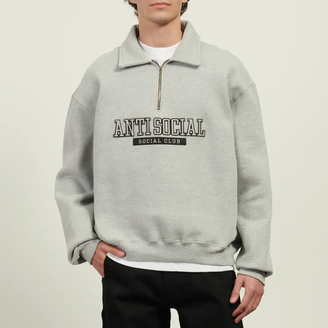 Anti Social Social Club Мужская толстовка Felt The Same Applique Quarter-Zip