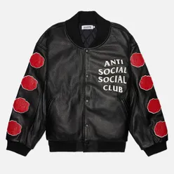 Anti Social Social Club Мужская куртка бомбер Petal To The Metal Leather Varsity