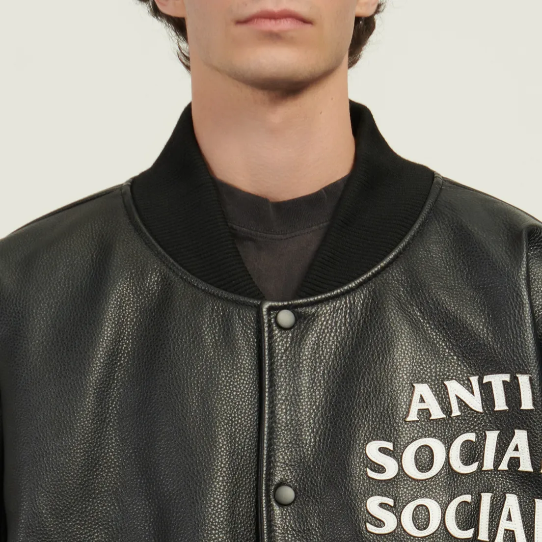Anti Social Social Club Мужская куртка бомбер Petal To The Metal Leather Varsity