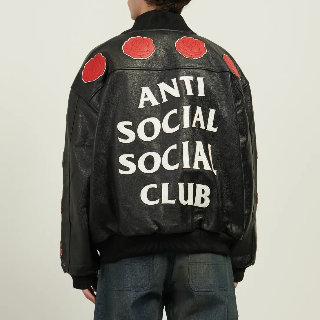 Anti Social Social Club Мужская куртка бомбер Petal To The Metal Leather Varsity
