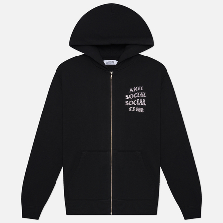 Мужская толстовка Anti Social Social Club Rhinestone Zip-Up Hoodie, цвет чёрный, размер XXL
