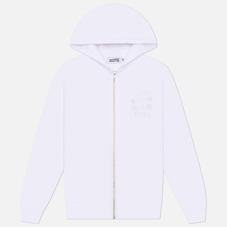 Мужская толстовка Anti Social Social Club Rhinestone Zip-Up Hoodie, цвет белый, размер M