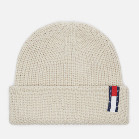 фото Шапка tommy jeans logo rib, цвет бежевый