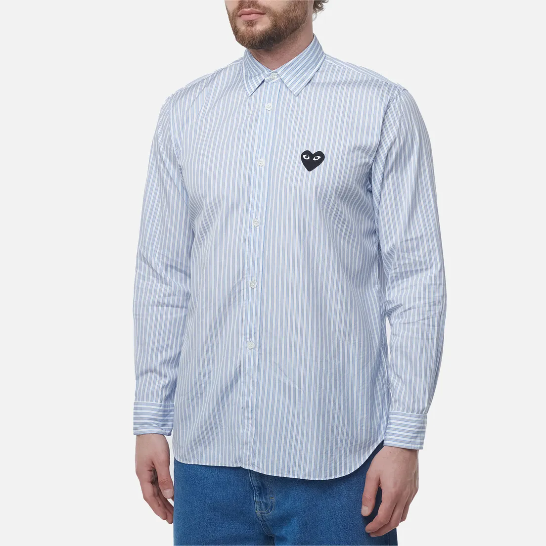 Comme des Garcons Play Мужская рубашка Black Emblem Striped