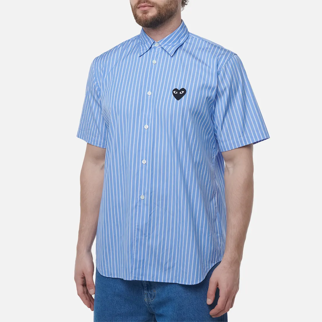 Comme des Garcons Play Мужская рубашка Black Emblem Striped Short Sleeve