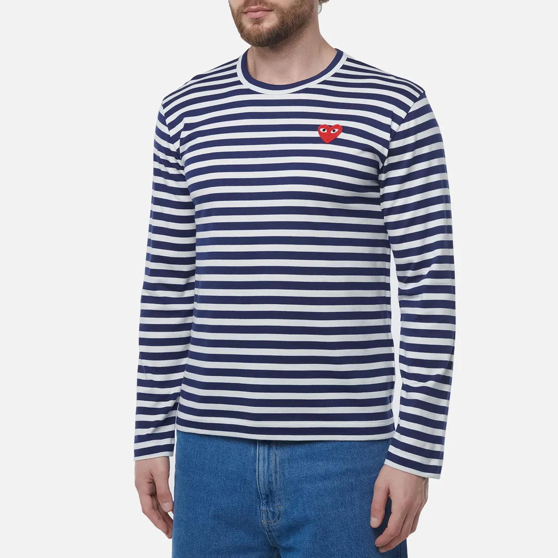 Comme des Garcons Play Мужской лонгслив Red Emblem Striped