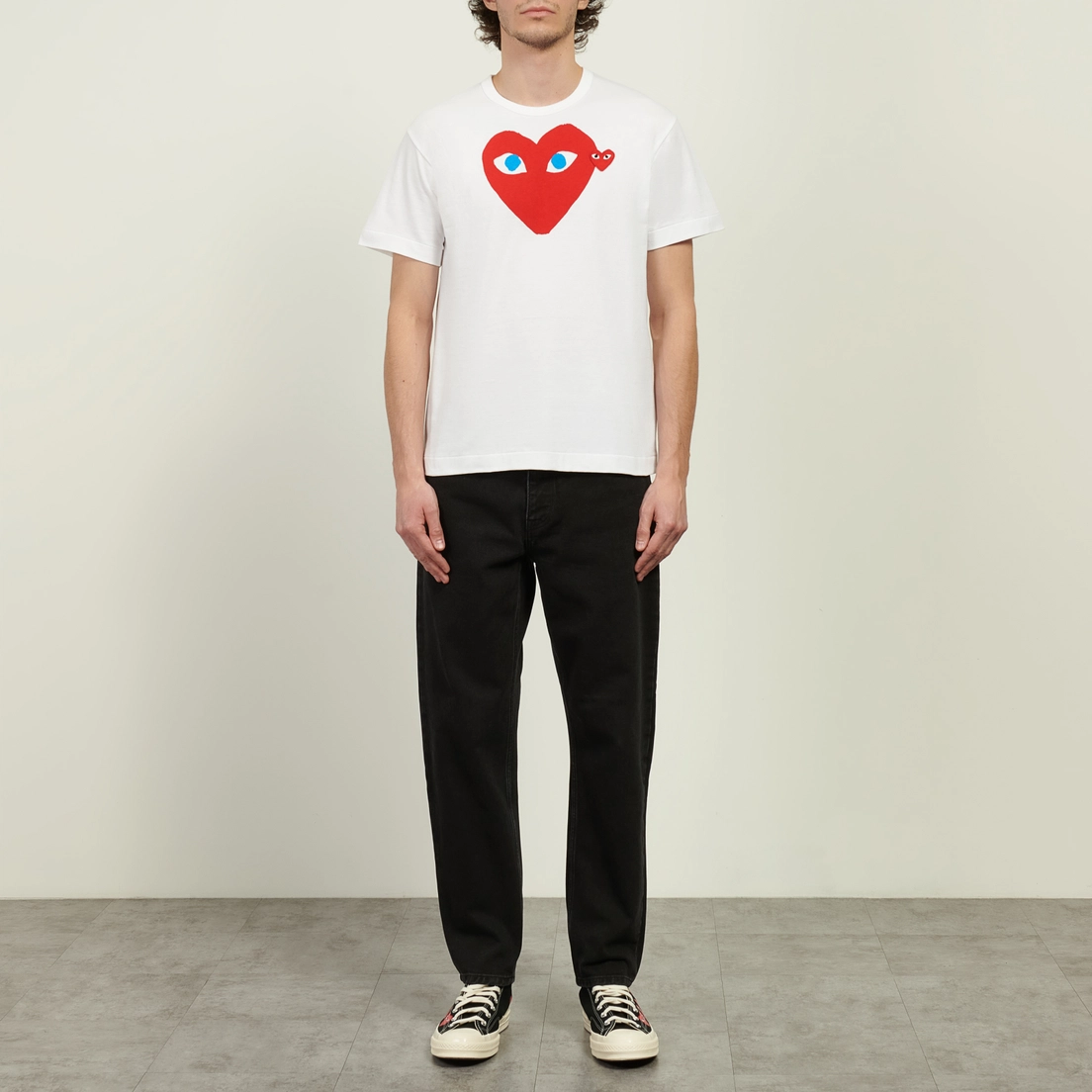 Comme des Garcons Play Мужская футболка Red Emblem Blue Eyes