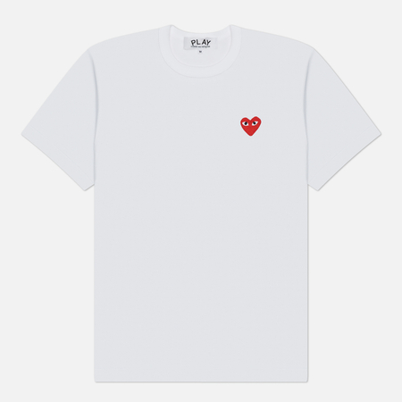 Мужская футболка Comme des Garcons Play Red Emblem, цвет белый, размер XS
