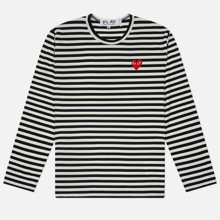 Мужской лонгслив Comme des Garcons Play Red Emblem Striped, цвет чёрный, размер L