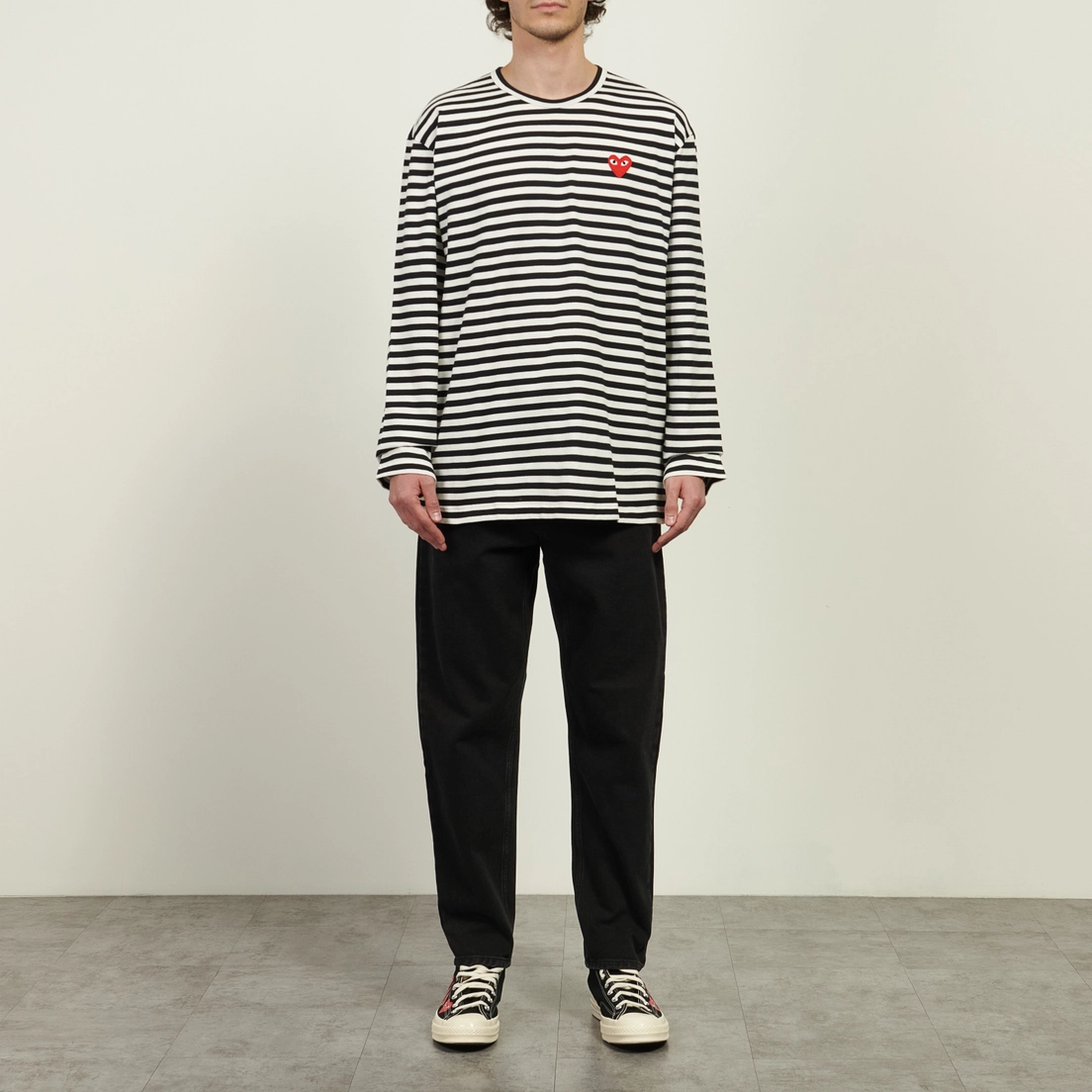 Comme des Garcons Play Мужской лонгслив Red Emblem Striped