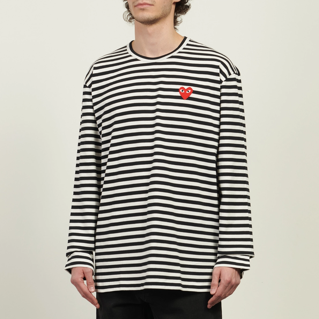Comme des Garcons Play Мужской лонгслив Red Emblem Striped