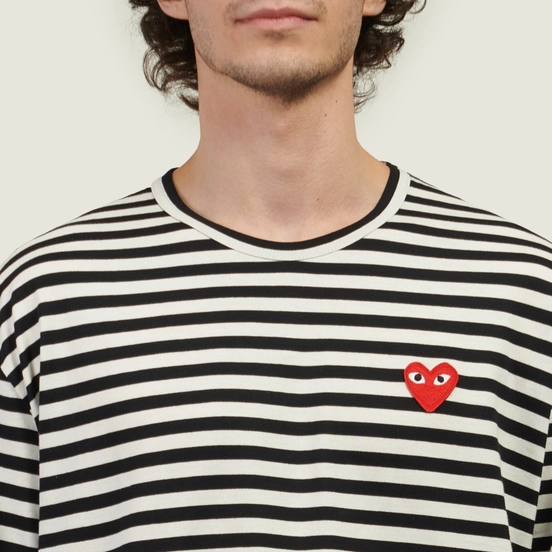 Мужской лонгслив Comme des Garcons Play Red Emblem Striped, AX