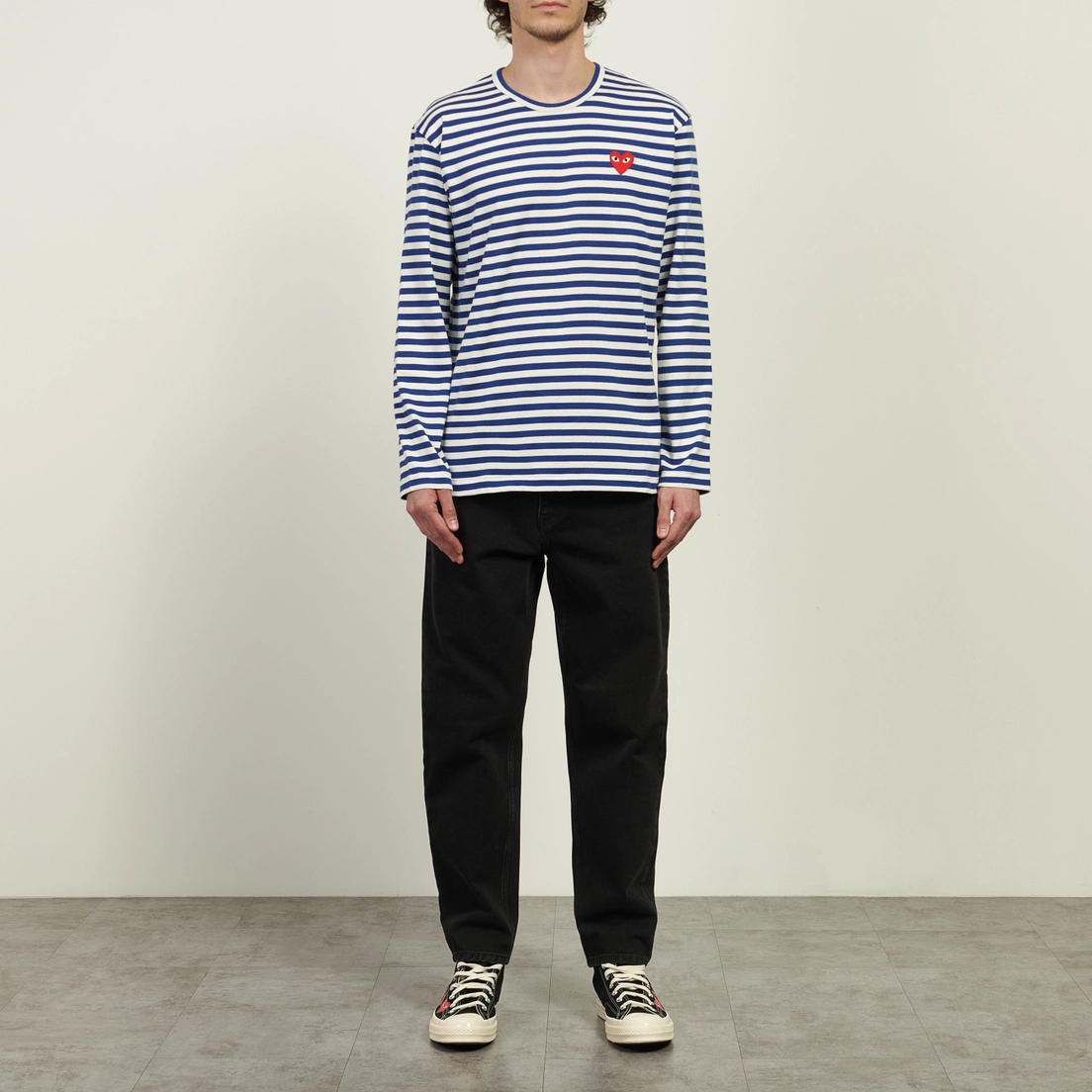 Comme des Garcons Play Мужской лонгслив Red Emblem Striped