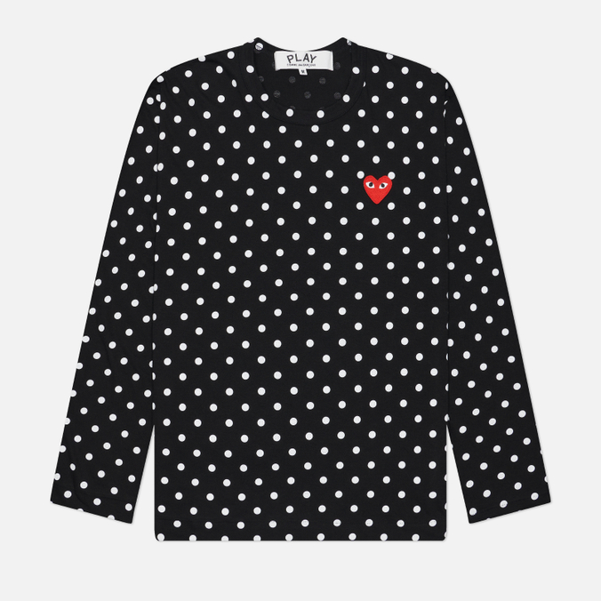 Мужской лонгслив Comme des Garcons Play Red Emblem Polka Dot